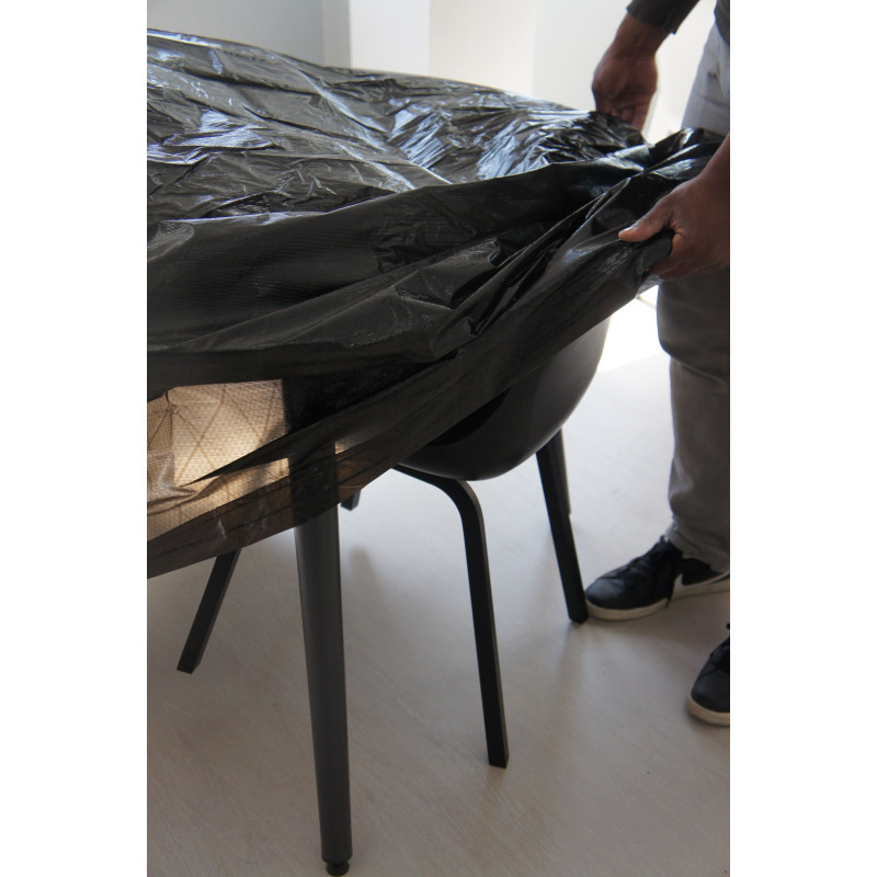 HOUSSE DE TABLE RONDE ET CHAISES - 150CM - NOIR