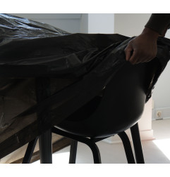 HOUSSE DE TABLE RONDE ET CHAISES - 200CM - NOIR