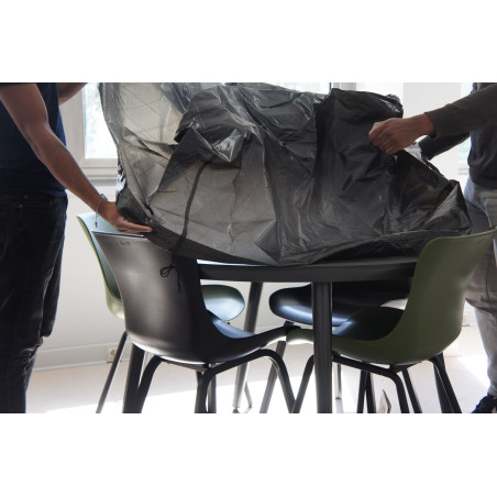 HOUSSE DE TABLE RONDE ET CHAISES - 200CM - NOIR