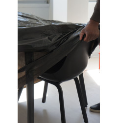 HOUSSE DE TABLE RONDE ET CHAISES - 250CM - NOIR